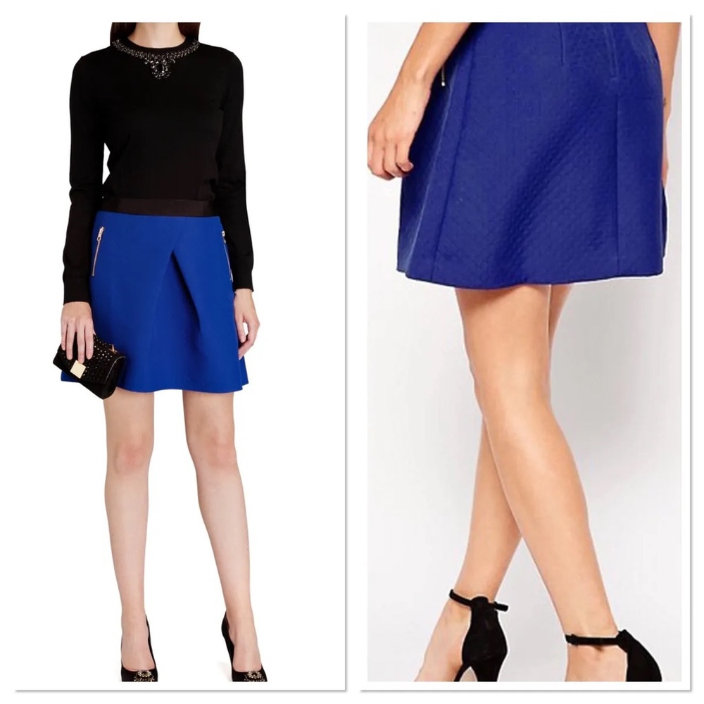 Ted Baker London Skater Skirt with side pockets and pleated front.